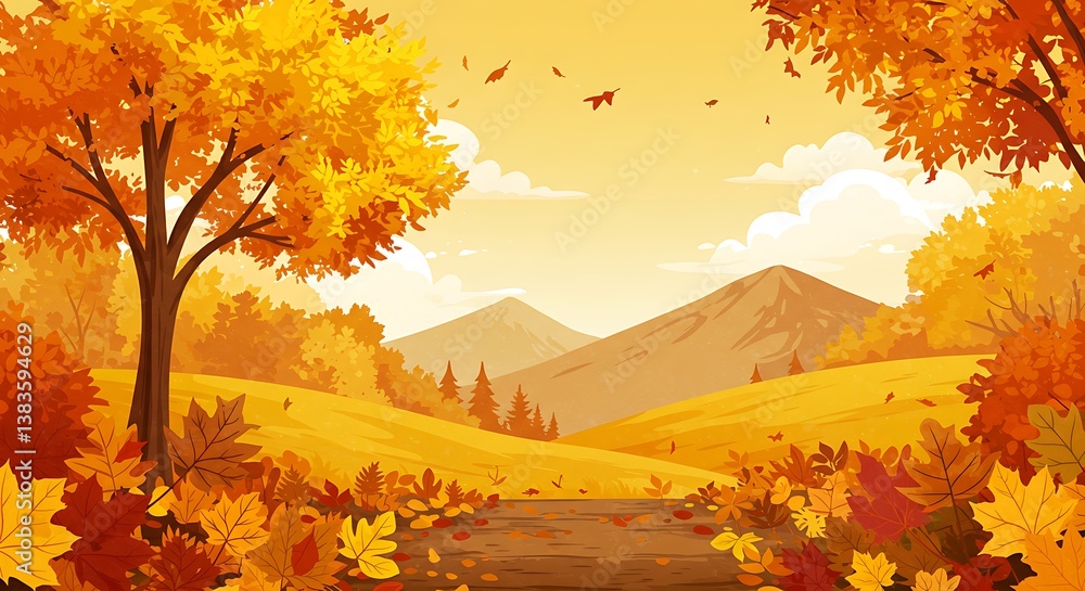 Fototapeta premium Golden Valley Serenade AI Generated