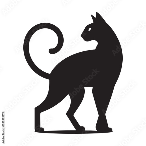 Sphinx-like Peterbald silhouette, embodying the mystical charm of hairless cats – Peterbald illustration – Peterbald vector – cat silhouette

