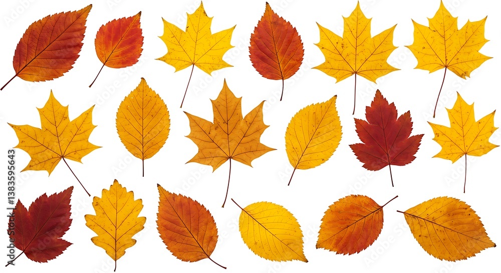 Obraz premium Autumn's Palette: A Leaf Collection AI Generated