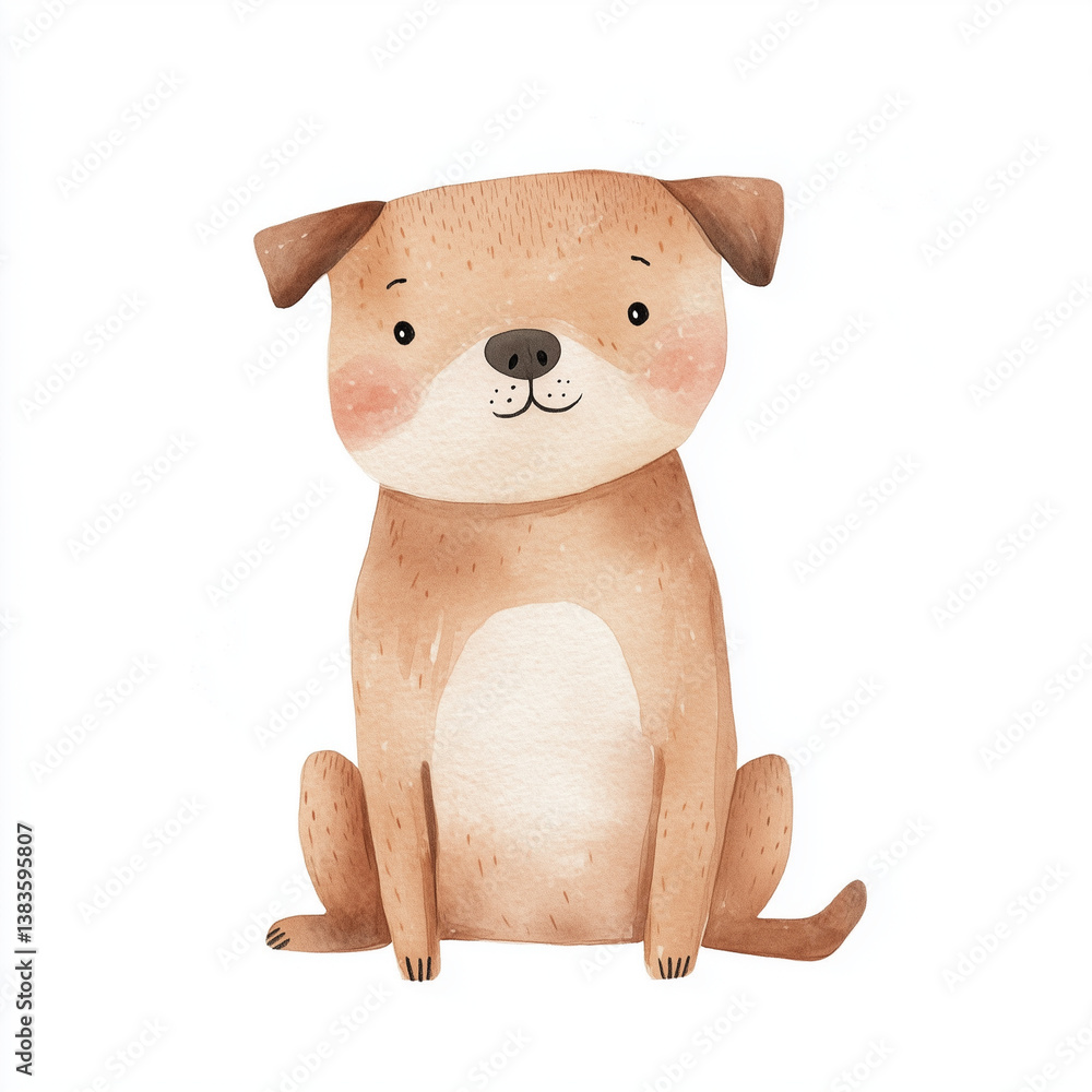 Naklejka premium american pit bull terrier cartoon watercolor