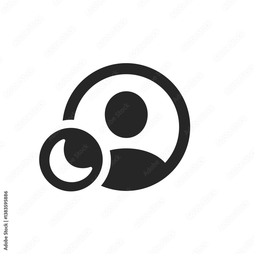 Person Crop Circle Badge Moon Person Crop Circle Badge Moon
