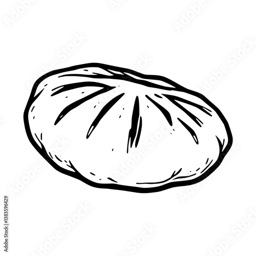 Delicious Hand-Drawn Illustration Of A Single Khinkali