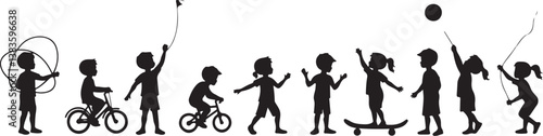 Kids Playing Silhouette Bundle | Outdoor Activity Clipart