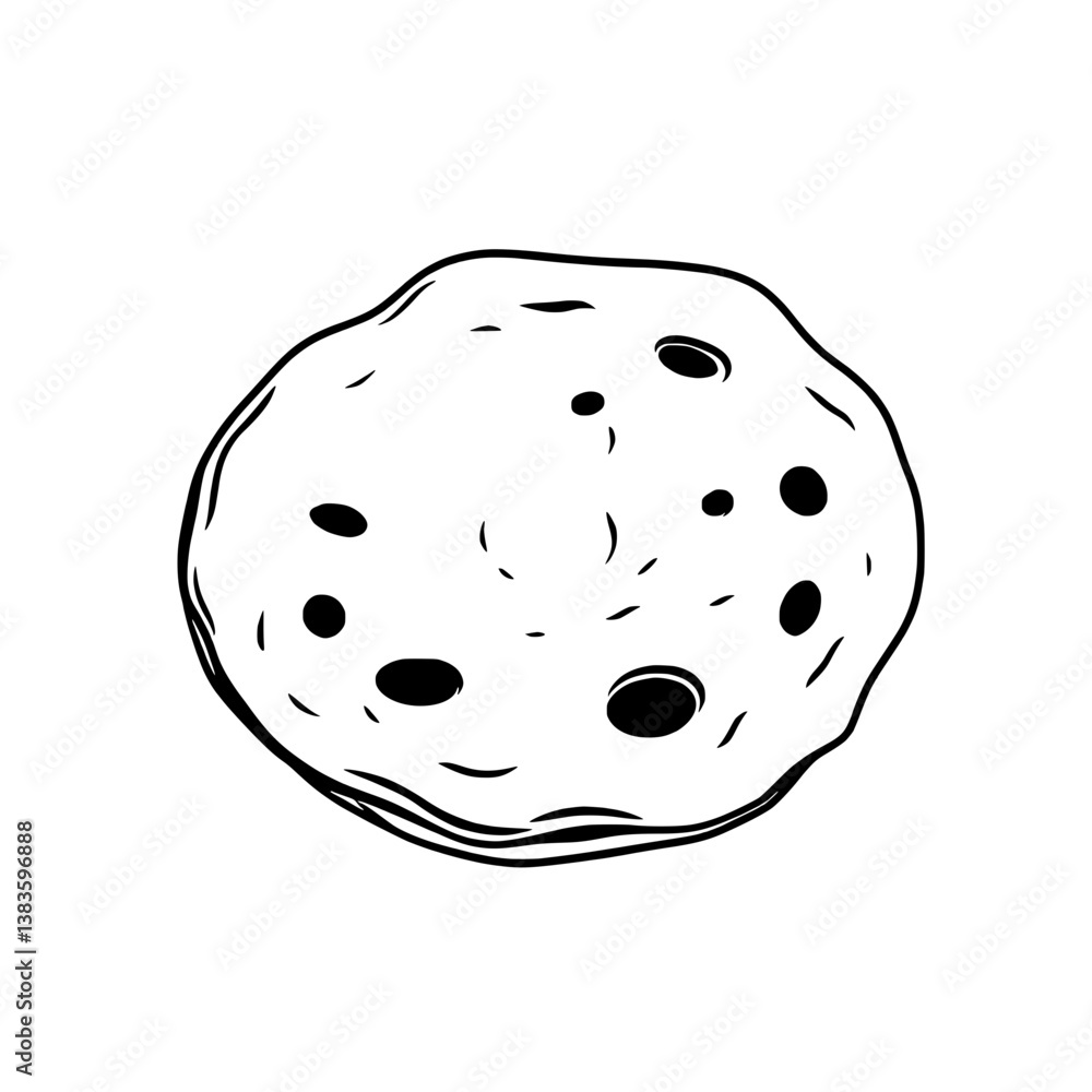 Fototapeta premium A Single Round Yellow Flatbread with Brown Spots