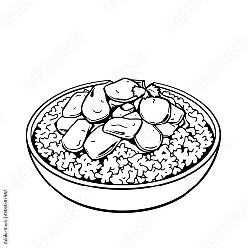 Delicious Chicken Curry Served Over Rice in Bowl