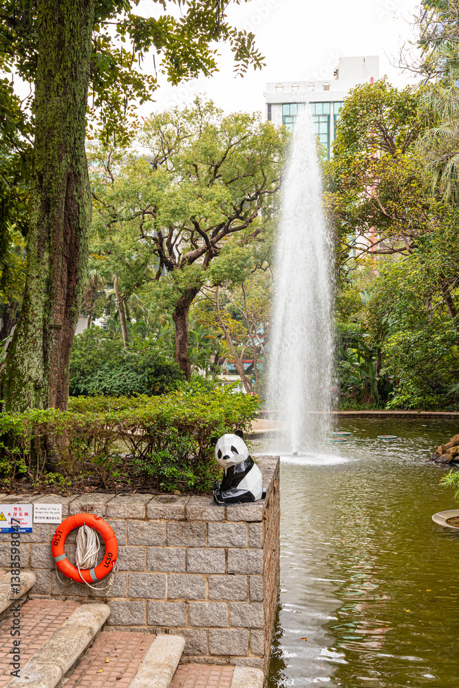 The lotus pond in Kowloon Park, Kowloon, Hong Kong, China