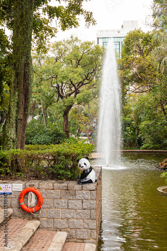 Obraz na płótnie The lotus pond in Kowloon Park, Kowloon, Hong Kong, China w salonie
