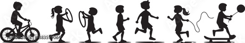 Kids Playing Silhouette Bundle | Outdoor Activity Clipart