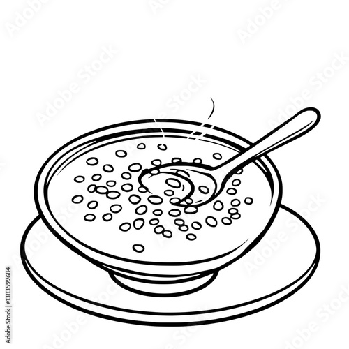 Steaming Bowl of Hot Cereal with Spoon