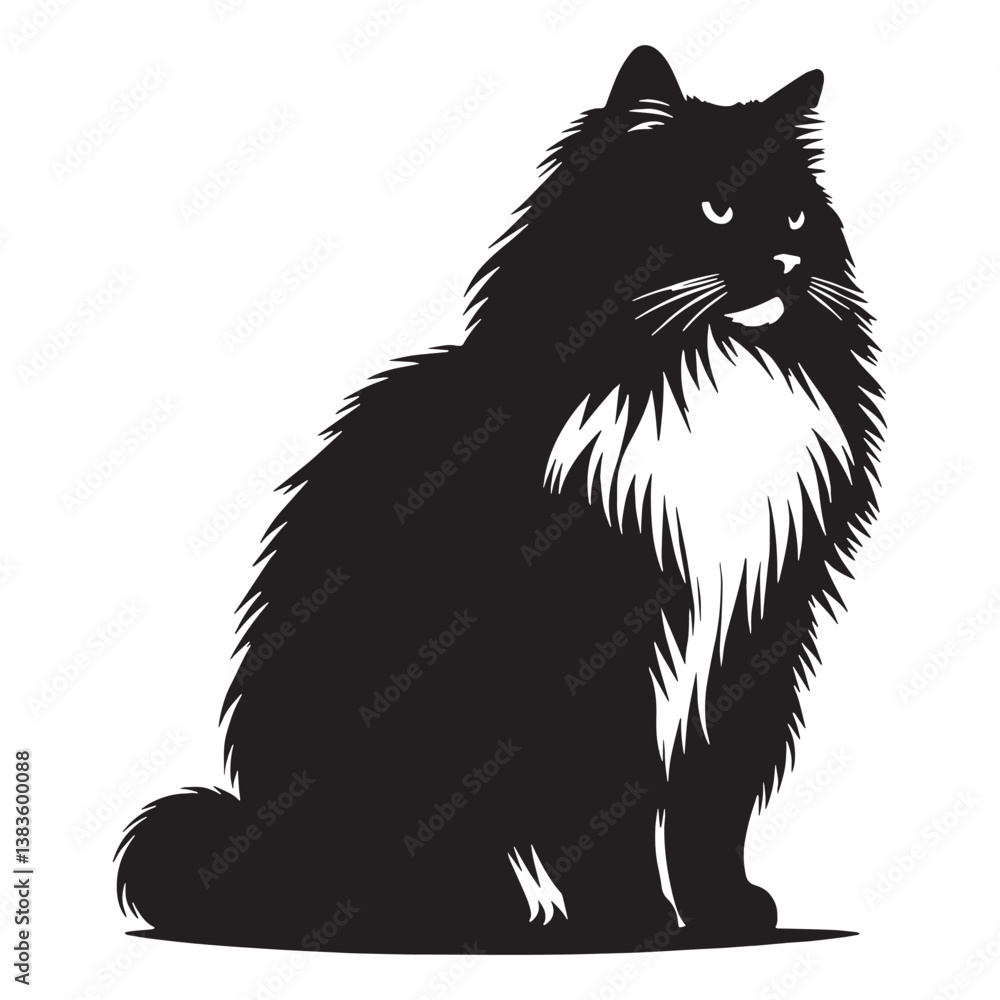 Majestic Ragdoll silhouette, depicting its regal and elegant stance – Ragdoll illustration – Ragdoll vector – cat silhouette
Majestic Ragdoll silhouette, depicting its regal and elegant stance – Ragdoll illustration – Ragdoll vector – cat silhouette