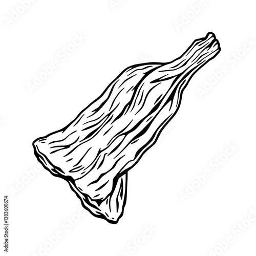 Dried Banana Slice Detailed Line Art Illustration