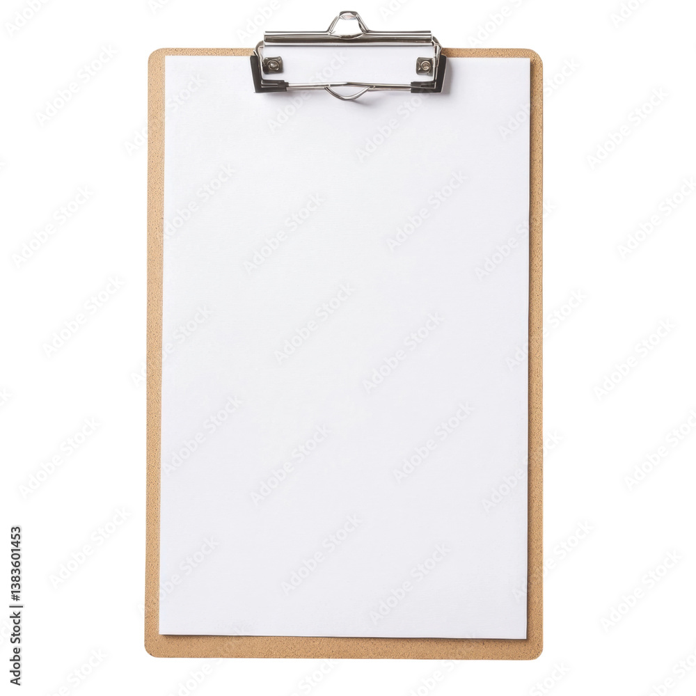 Blank Clipboard with White Sheet for Notes or Documents Display Blank Clipboard with White Sheet for Notes or Documents Display