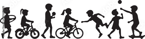 Kids Playing Silhouette Bundle | Outdoor Activity Clipart