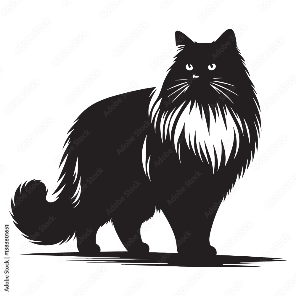 Fluffy Ragdoll silhouette, capturing its plush and silky coat – Ragdoll illustration – Ragdoll vector – cat silhouette
Fluffy Ragdoll silhouette, capturing its plush and silky coat – Ragdoll illustration – Ragdoll vector – cat silhouette