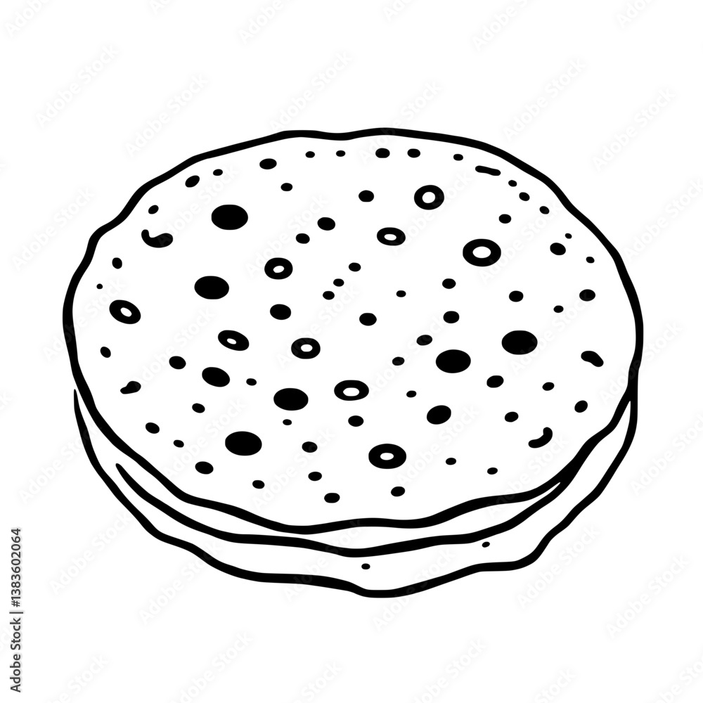 Delicious Round Flatbread with Numerous Small Holes Delicious Round Flatbread with Numerous Small Holes