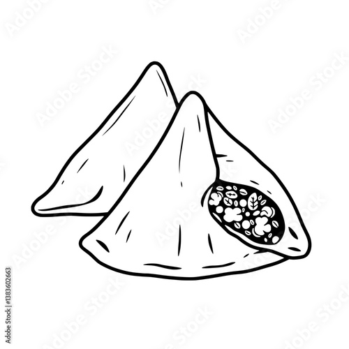 Two Delicious Triangular Pastries Filled With Nuts