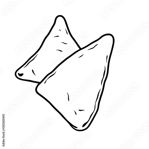 Hand-Drawn Illustration Of Two Triangular Snacks