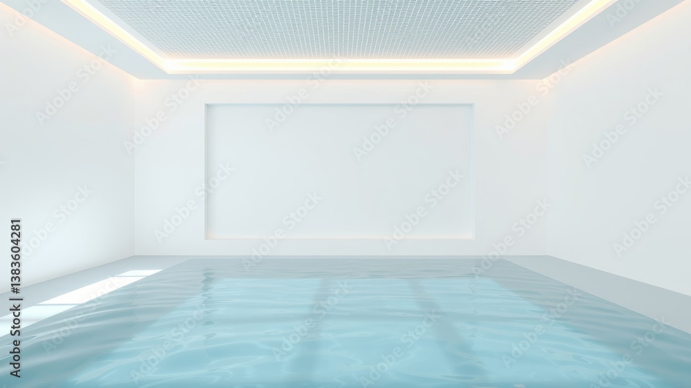 Fototapeta premium Serene Minimalist Indoor Pool Design Clean Lines and Tranquil Water