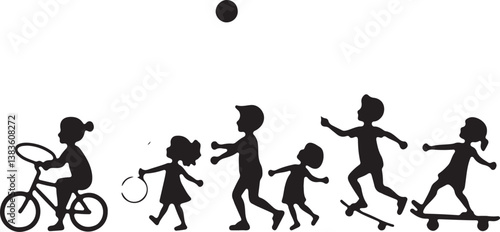 Kids Playing Silhouette Bundle | Outdoor Activity Clipart