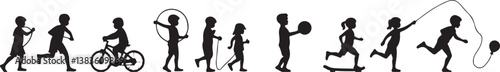 Kids Playing Silhouette Bundle | Outdoor Activity Clipart
