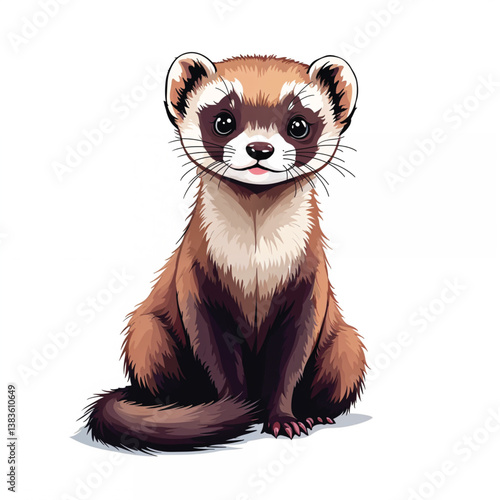 Adorable Cartoon Ferret Vector Illustration