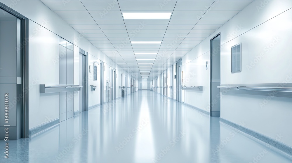 Empty sterile hospital corridor Empty sterile hospital corridor