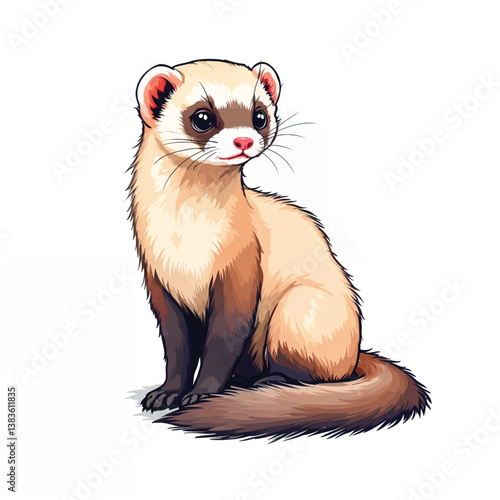 Adorable Cartoon Ferret Vector Illustration