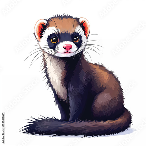 Adorable Cartoon Ferret Vector Illustration