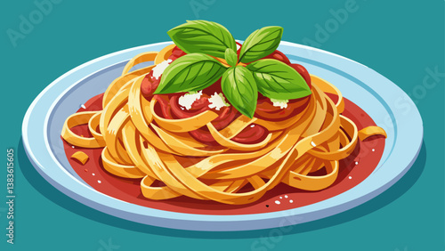 tagliatelle pasta with tomato sauce parmesan basil