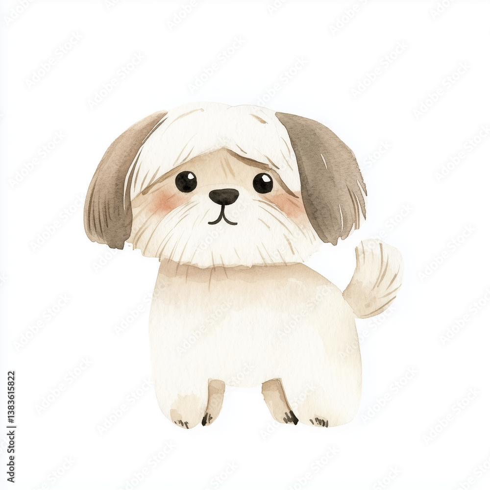 Obraz premium pekingese dog cartoon watercolor