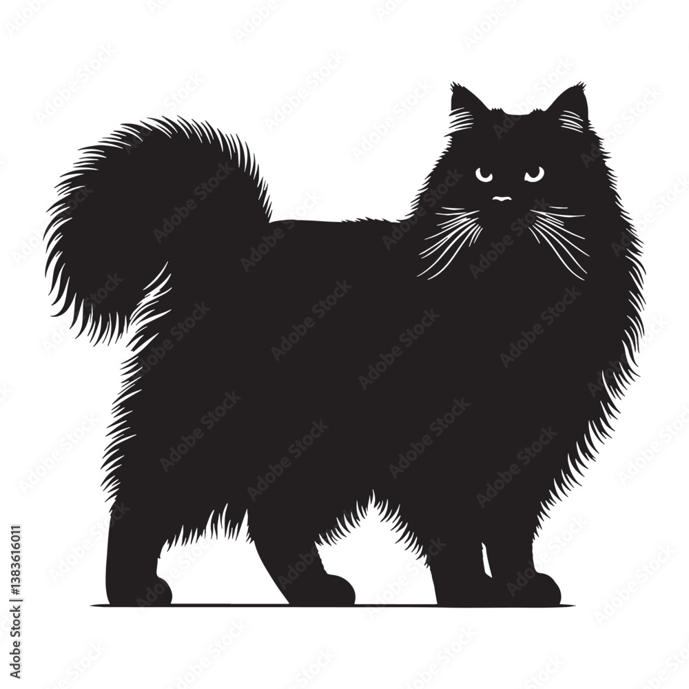 Obraz premium Fierce Siberian silhouette, a striking depiction of this bold and fearless breed – Siberian illustration – Siberian vector – cat silhouette