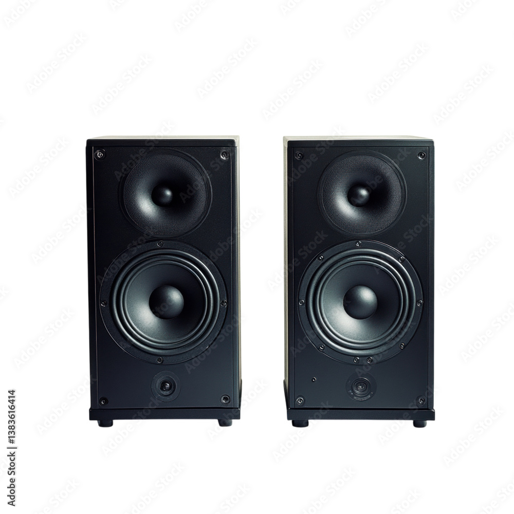 Fototapeta premium Modern Black Stereo Speakers for High-Quality Sound Experience