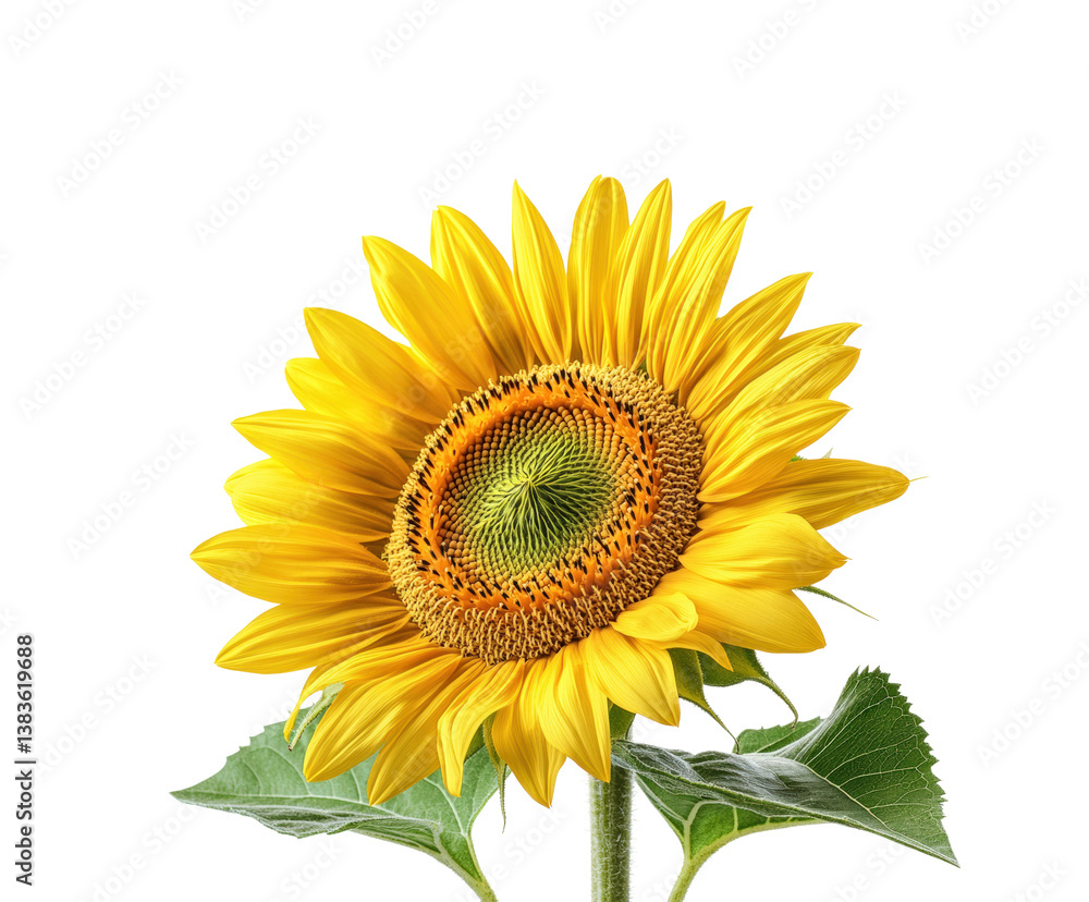 Fototapeta premium Sunflower blooming in nature beauty isolated on transparent background, png