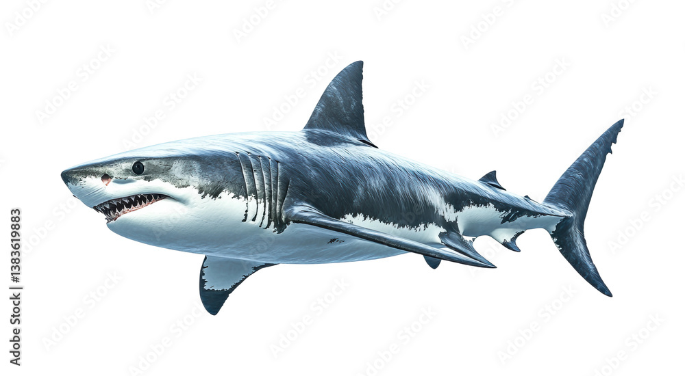 Naklejka premium Shark encounter in the ocean marine life underwater isolated on transparent background, png