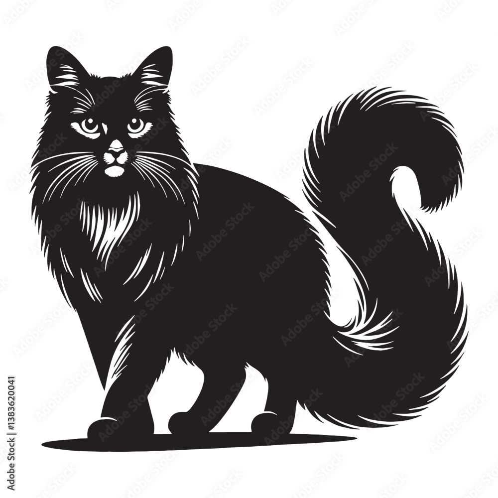 Bold Somali silhouette, showcasing its fearless and playful personality – Somali illustration – Somali vector – cat silhouette
Bold Somali silhouette, showcasing its fearless and playful personality – Somali illustration – Somali vector – cat silhouette