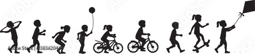 Kids Playing Silhouette Bundle | Outdoor Activity Clipart