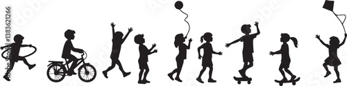 Kids Playing Silhouette Bundle | Outdoor Activity Clipart