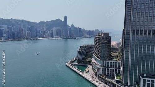 Victoria Harbour, Hong Kong aerial drone footage