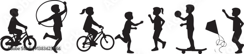 Kids Playing Silhouette Bundle | Outdoor Activity Clipart