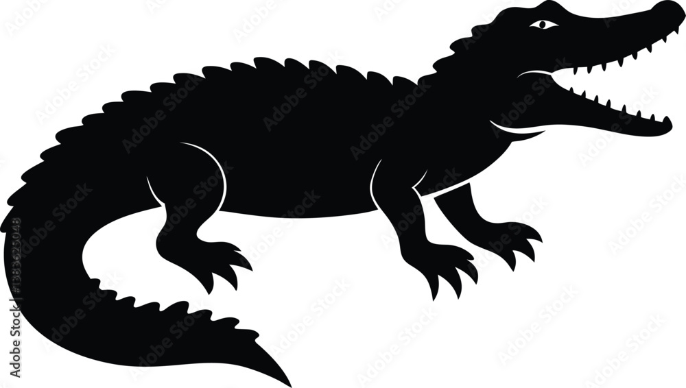Fototapeta premium Crocodile Silhouette Vector & Icon, Crocodile SVG Design