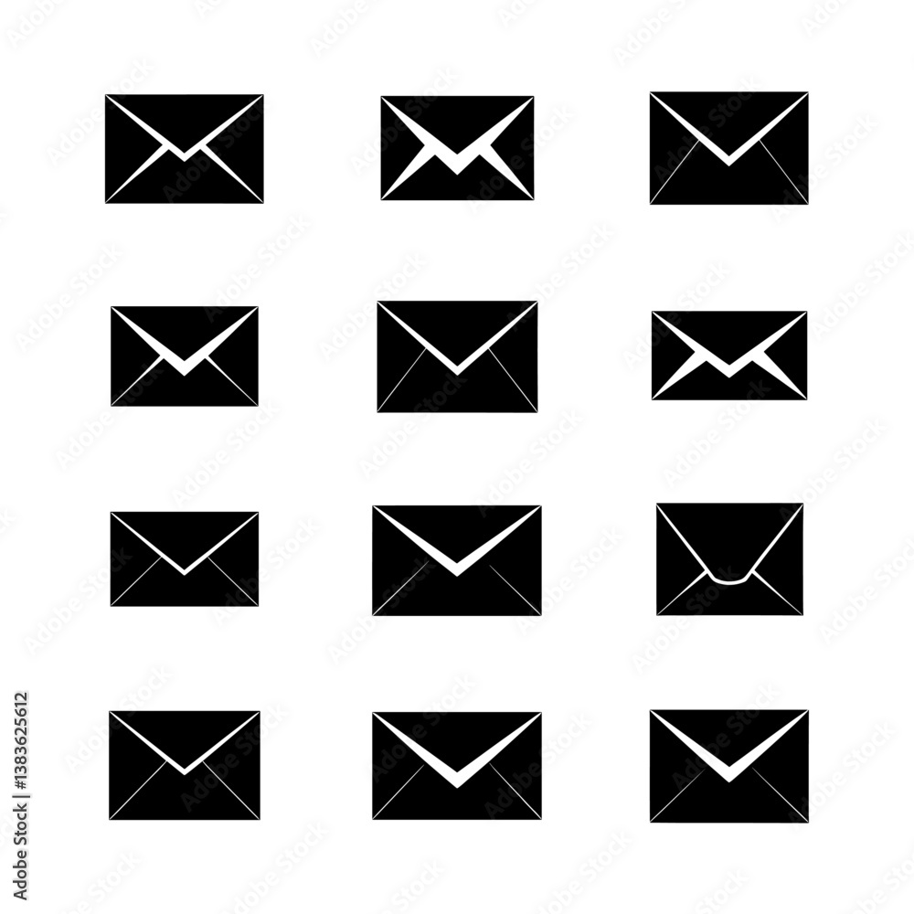 Envelope Silhouette Vector Bundle | Black and White Envelope Clipart | EPS Illustration Set Envelope Silhouette Vector Bundle | Black and White Envelope Clipart | EPS Illustration Set