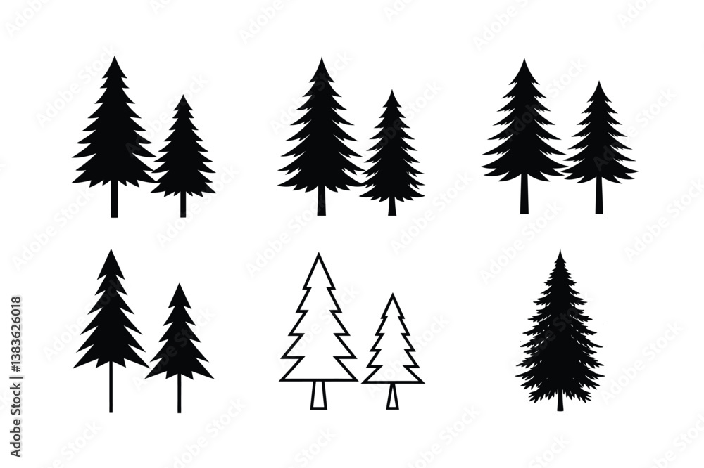 Fototapeta premium set of fir trees