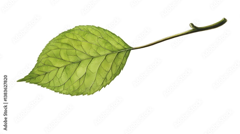 Obraz premium Close-Up View of Vibrant Green Leaf on Plant Stem with Clear Focus