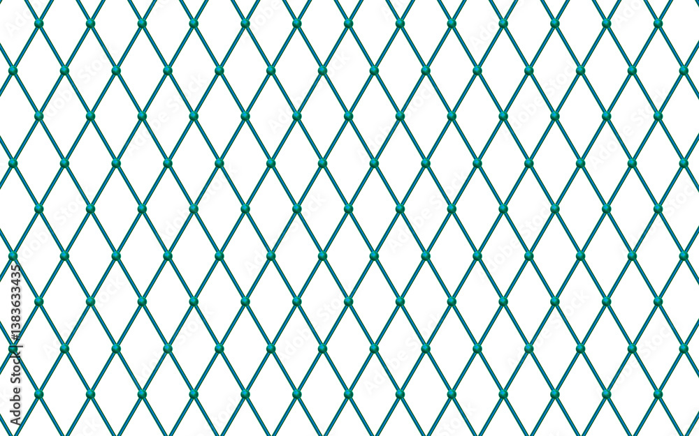 Fototapeta premium Turquoise square wire fence mesh. Wire mesh fence texture. Transparent background, PNG