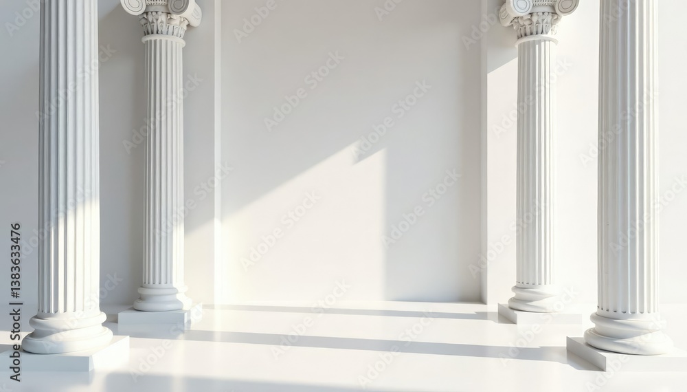 Obraz premium Elegant Roman columns against a pristine white backdrop, art, beauty, texture