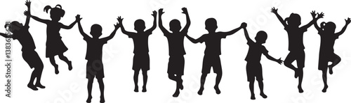 Kids Playing Silhouette Bundle | Outdoor Activity Clipart