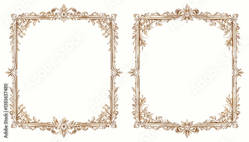 Set of Vintage Floral Frame Templates – Elegant Calligraphic Ornaments on White