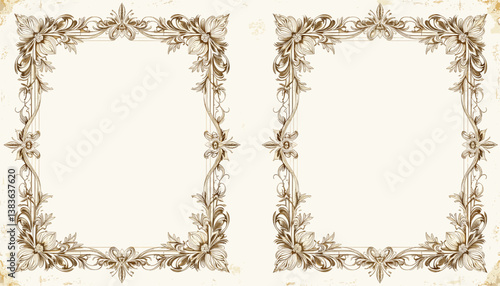 Set of Vintage Floral Frame Templates – Elegant Calligraphic Ornaments on White