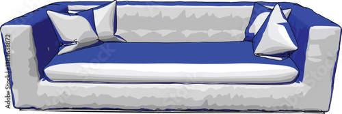 Elegant Sofa Vector Art Perspective Angle Front Facing