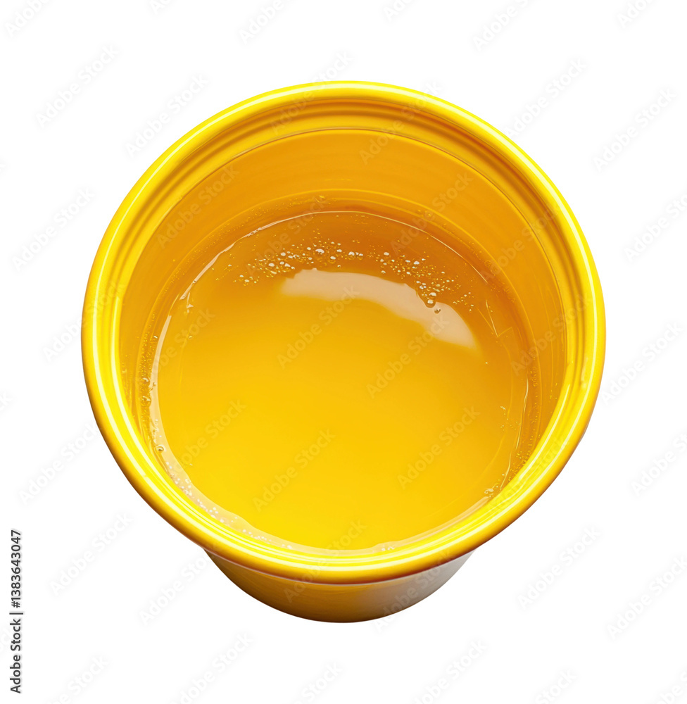 Refreshing yellow drink in a bright container isolated on transparent background, png Refreshing yellow drink in a bright container isolated on transparent background, png